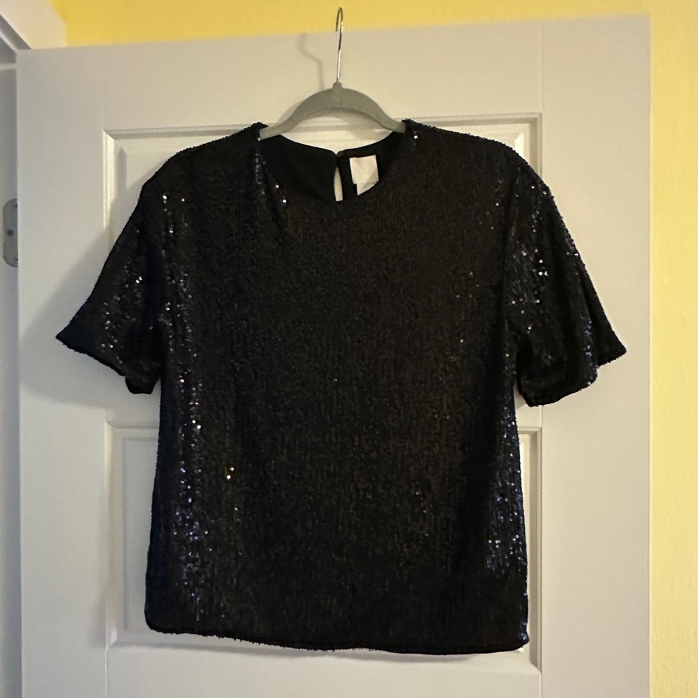 H&M Black Sequin Blouse
